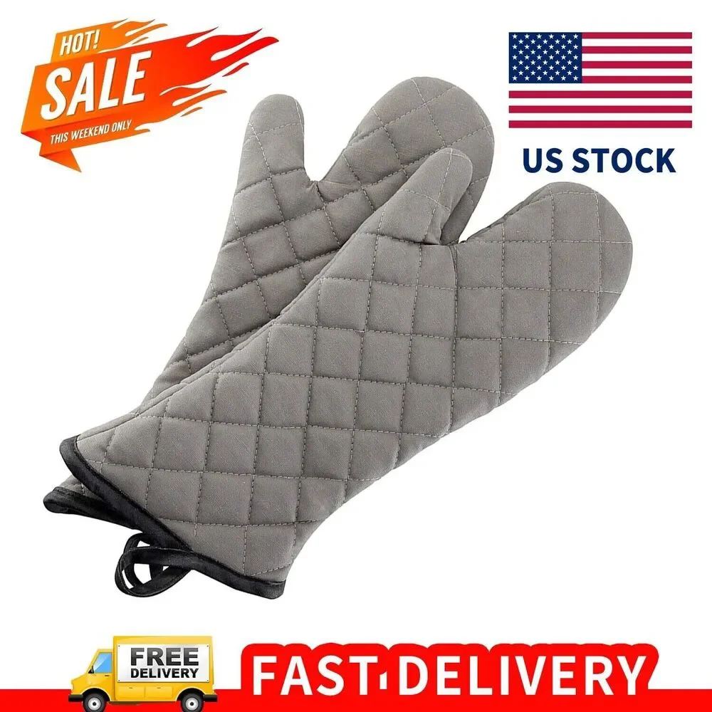 Oven Mitts 1 Pair of Quilted Thick Lining Heat Resistant Kitchen prof Gloves